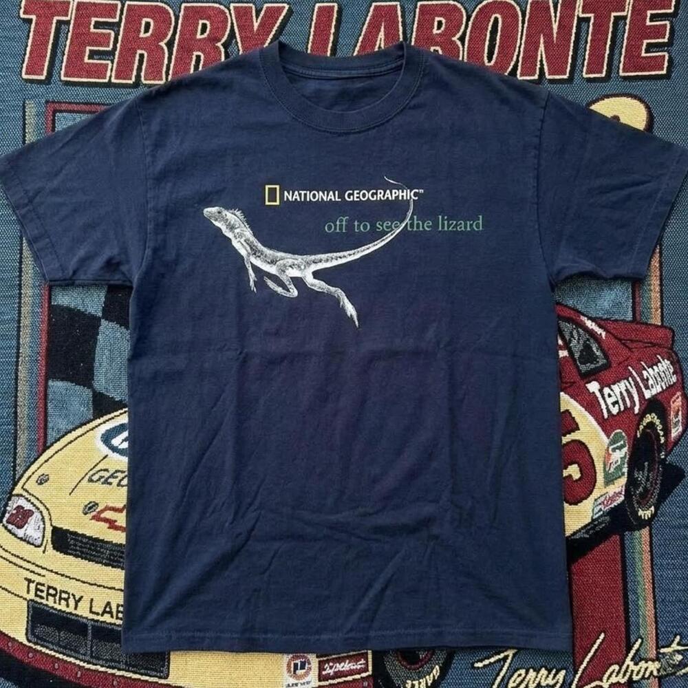 National Geographic T Shirt Off To See The Lizard Funny Pun Graphic Navy